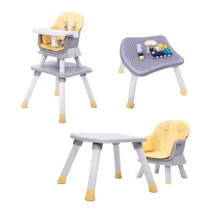 婴儿喂养用廉价高脚椅6合1儿童桌椅畅销潮流新款高脚椅多功能塑料椅