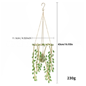 Carillon éolien en pierre brute de cristal naturel, ornement suspendu, attrape-soleil en branche de saule, décoration moderne pour jardin et fenêtre de Noël - Product Image 6