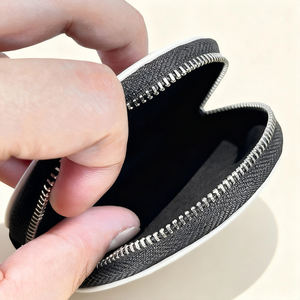 Porte-monnaie rond en cuir à sublimation double face, personnalisable, pochette zippée portable pour pièces de monnaie, écouteurs, cadeaux personnalisés - Product Image 2