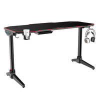 Table de jeu d'ordinateur, rgb Home Office Sit Stand Table Gaming, Table de jeu en forme de L avec lumière colorée