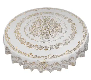 pvc European and American ins hotel printing tablecloth waterproof and anti-scalding and oil-proof pvc bronzing lace tablecloth