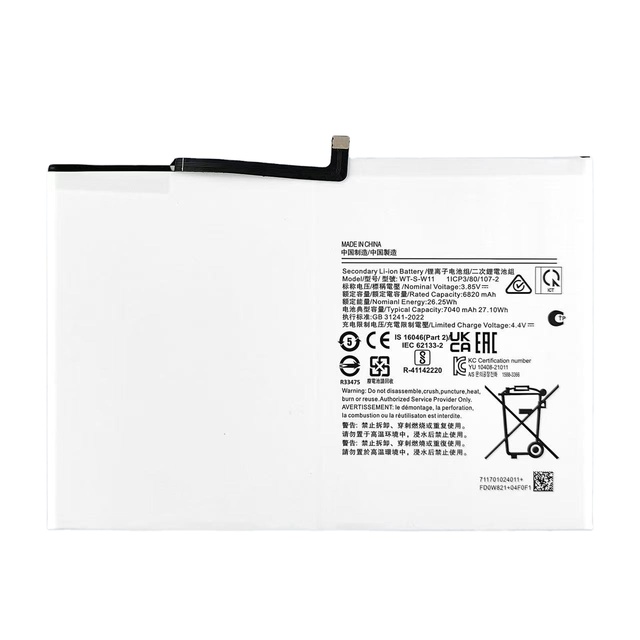 High Quality Battery for Samsung Galaxy Tab A9 Plus X210 X216 A9+ WT-S-W11 Rechargeable Battery