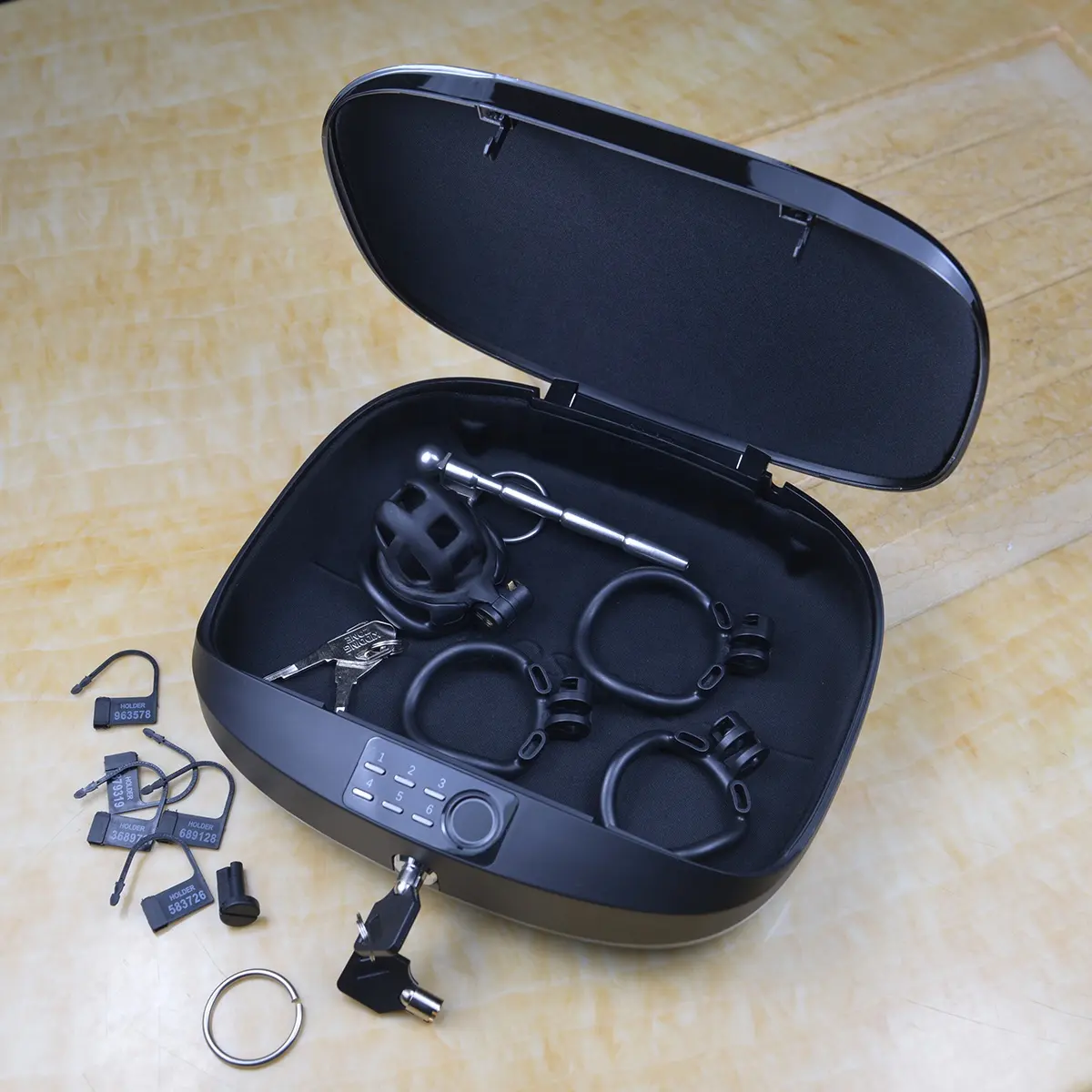 Bdsm Gears bondage caja de almacenamiento de huellas dactilares para pareja masturbador juguete masculino vagina sexo vibradores pene de silicona