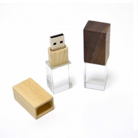 Logotipo láser 3D personalizado de madera de cristal transparente USB 2,0 3,0 8GB 16GB de madera de cristal USB Stick 32GB memoria Flash Drive regalo de boda