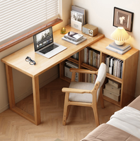 Bureau en bois massif en forme de L avec étagère latérale, bureau d'ordinateur d'angle, table d'étude pour la maison, vente en gros pour chambre et appartement