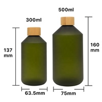 Botol toner perawatan pribadi tutup bambu 28/410 beku hijau 300ml 500ml botol toner Wajah transparan matte tutup sekrup plastik