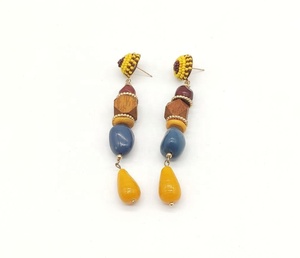 Cuentas de cristal de estilo bohemio para mujer, pendientes de cuentas de madera natural, pendientes largos colgantes, 4 colores, compra de un exportador de confianza - Product Image 4