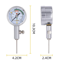 20 PSI 1.4 BAR Analog Dial 63mm Stainless Steel Ball Air Pressure Gauge Metal Barometer for Football Basketball Sports Referee