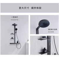 Ensemble de douche de luxe noir mat avec affichage numérique thermostatique, 3 fonctions, douche ronde pluie et cascade pour salle de bain avec