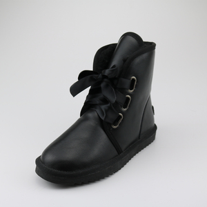 Bottes d'hiver unisexes à lacets, tige en cuir synthétique et véritable, doublure en fourrure, antidérapantes - Product Image 3