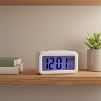 Reloj Despertador Digital Inteligente Portátil con Pantalla LCD, Silencioso, para Estudiantes, con Luz de Fondo, Calendario, Temperatura y Alarma Estándar
