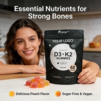 Gummies véganes OEM/ODM de Vitamine D3 + K2 - 5000 UI D3 200mcg MK7 K2 Naturelles pour la Santé des Os, de l'Immunité et des Muscles