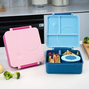 Hot Sale 3 Compartment Division Bento Tiffin Box With Cutlery Kids Pp Lunch Box Plastic Kids