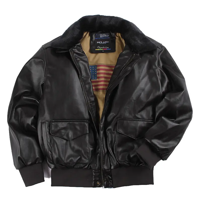 Оптовая продажа, модные зимние мужские винтажные куртки-бомберы без рисунка из искусственной кожи в стиле хип-хоп