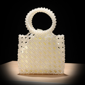 Sac bandoulière perlé fait main d'été, pochette de soirée élégante avec anse en anneau, sac à main croisé pour femme, pochette de fête - Product Image 2