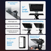Téléprompteur pliable FEELWORLD TP21 de 21 pouces, prend en charge les appareils de 21,5 pouces, horizontal et vertical, télécommande, OEM, directement de l'usine