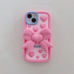 Custodia per telefono con fiocco Love <span class=keywords><strong>rosa</strong></span> in cartone animato 3D per <span class=keywords><strong>iPhone</strong></span> 16 15 14 Plus 13 12 Pro Max <span class=keywords><strong>11</strong></span> XR XS Max 6 7 8 Plus <span class=keywords><strong>Cover</strong></span> in Silicone morbido - Product Image 3