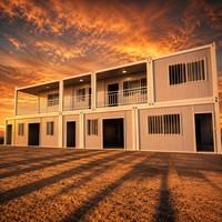 Contenedor de Oficina Prefabricado Apilable de 5950*2800 mm, Edificio de Alojamiento Portátil de Dos Pisos para Obras