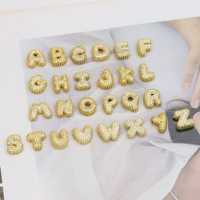 Collier Pendentif Lettres Initiales A-Z en Or et Argent, Serties de Strass Effet Diamant, Petites Lettres Bulles, Vente en Gros