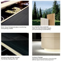 Topcent Îlot de dressing de luxe en cuir avec armoire électrique, unités de rangement modernes avec tiroirs, organisateur d'îlot pour chambre à coucher
