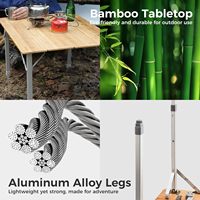 Table de camping moderne en aluminium à quatre plis, réglable en hauteur, portable, pour toutes les saisons, avec un design pliable multifonctionnel pour l'extérieur