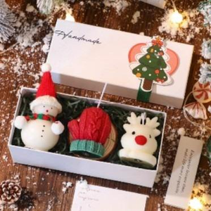 Bougies de Noël en cire de soja faites à la main, sans flamme et sans fumée, pour anniversaires, mariages et Nouvel An - Coffret cadeau décoratif en gros - Product Image 1
