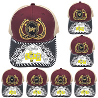 Gorra de béisbol unisex con logo 3D de metal estilo occidental, estampada en serigrafía, de mezclilla, lona, jersey y malla, a la moda para exteriores.