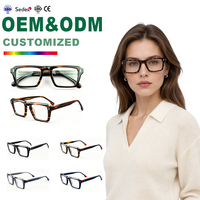 Gafas rectangulares gruesas, Material de colocación, gafas con montura Retro, venta al por mayor, gafas ópticas de acetato que se pueden equipar con miopía