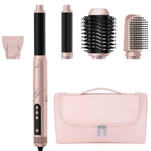 5 In 1 Folding Hair Dryer Negative Ion Multi Functional High Speed Hot Air Comb Rose Gold With Case - Product Image 1