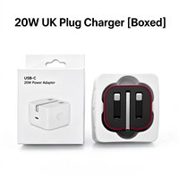 Chargeur rapide USB-C universel PD 20W, adaptateur pliable avec prise UK, résistant au feu, pour téléphone, écouteurs, appareil photo