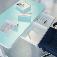 Dessus de table en verre Bureau d'ordinateur à double moteur avec tiroir Bureau électrique à hauteur réglable pour le travail