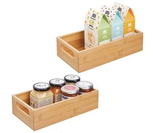 Pantry Packets Bamboo Wood Compact Food Storage Bin With Handle For Kitchen Cabinet Pantry Shelf To Organize Seasoning Packets