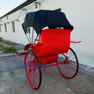 Triciclo Eléctrico Plegable con Capota, Estilo Rickshaw Vintage, Jinrikisha de Empuje Manual, Estilo Carruaje Real - Product Image 2