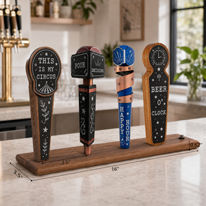 Soporte de exhibición personalizado de madera para manijas de grifos de cerveza, organizador de manijas de grifos de cerveza con logotipo personalizado para mostrador de bar - Product Image 5