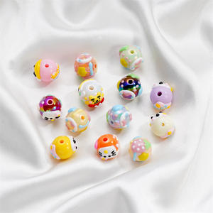 Cuentas acrílicas pintadas a mano con agujeros rectos, materiales artesanales, pulseras, cadenas para teléfonos móviles, accesorios, fabricación de joyas - Product Image 1