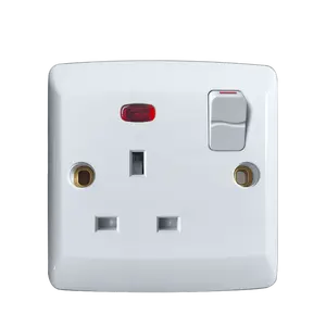 VBQN Switches And Socket Light Switch With Neon UK Standard Electric Socket Electric Outlet High Quality Wall Socket