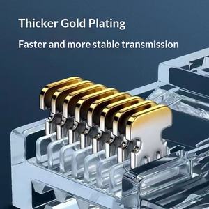 Позолоченный кабель Easy Throght 8P8C экранированный CAT5 CAT5e UTP FTP Модульный штекер сетевой кабель <span class=keywords><strong>RJ45</strong></span> разъем - Product Image 4