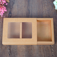 Boîte en papier Kraft 6 pièces, dessous de plat pour gâteaux de lune, boîte d'emballage cadeau, avec fenêtre transparente en PET