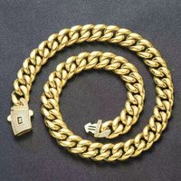 BES 6-14mm Ensemble Collier et Bracelet Chaîne Cubaine Miami Or 14K 18K Acier Inoxydable Chaîne Cubaine Monaco Hip Hop pour Hommes