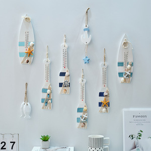 Décorations murales de style méditerranéen, forme irrégulière, en bois, articles de décoration pour la maison avec ancre, étoile de mer et bouée de sauvetage - Product Image 1