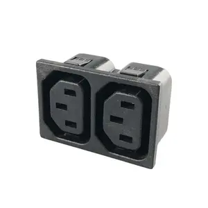 JHD-102 Power Entry Inlet Socket Universal Switch Socket Outlet Snap On Type AC Double Socket