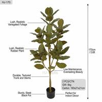 Plante artificielle de 1,7 m en faux caoutchouc, feuillage vert bronze, style ficus, pour la décoration de restaurants, studios, showrooms, villas et appartements