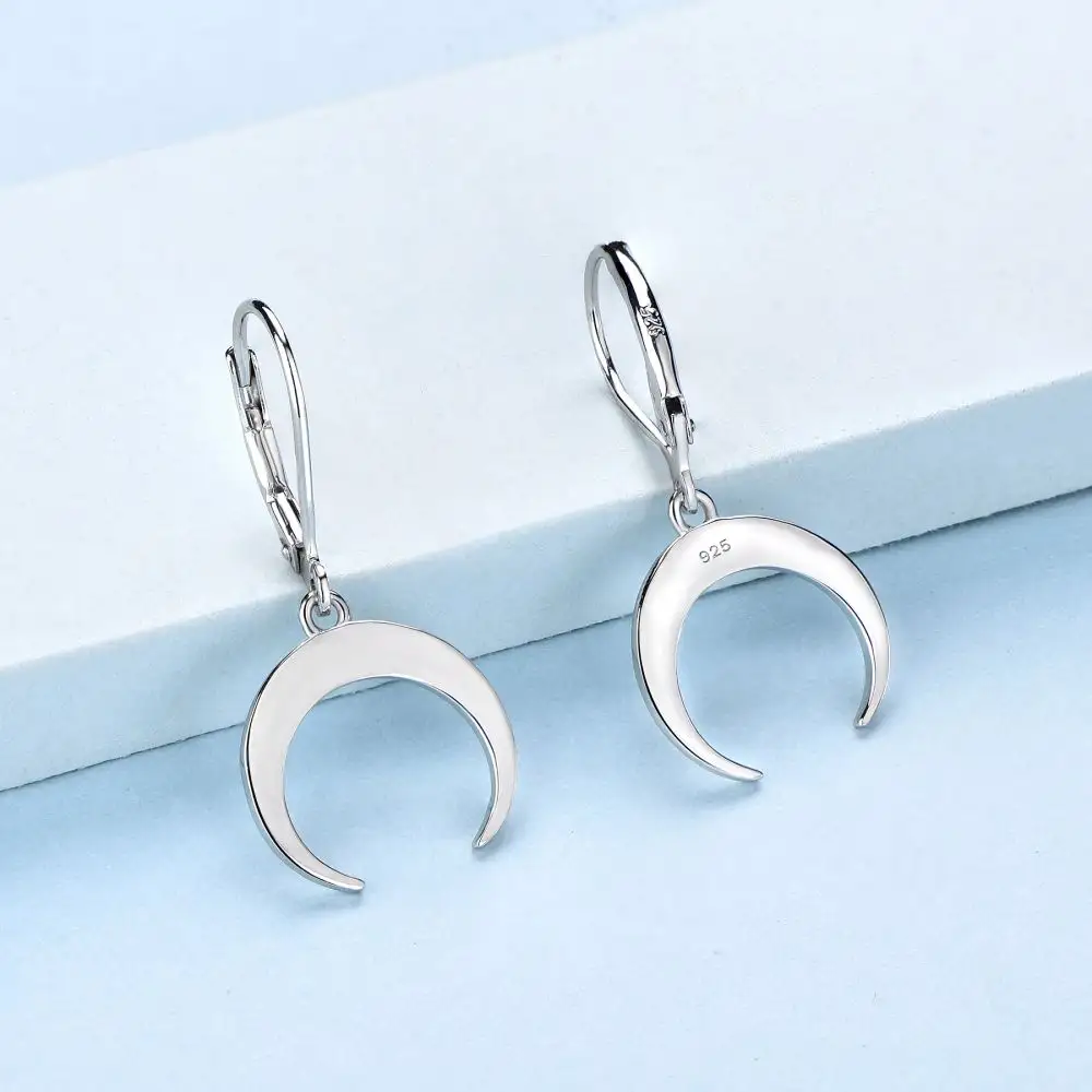 Wholesale 925 Sterling Silver Jewelry Plain Moon Design Earring Indian Jewelry Supplier