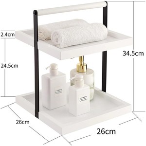 Bathroom Storage <b>Rack</b> 2 Tier White Freestanding Organizer For Toiletries And Bathroom Essentials - Product Image 4
