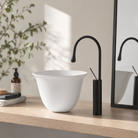 Vasque de salle de bain ronde moderne et minimaliste à poser, en porcelaine artistique, pour salles de bain contemporaines
