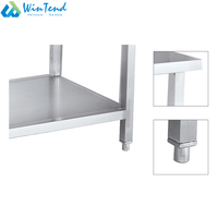 Table de travail pliable en acier inoxydable à deux niveaux 201/304 pour restaurant, avec structure démontable et pieds réglables pour utilisation en extérieur