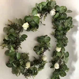 YAYUN A-3010 Faux Artificial Eucalyptus Garland Vine Wedding With Rose Flower