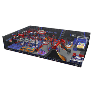 Parc de trampolines intérieur sur le thème de l'espace personnalisé, parcours de défi pour adolescents et adultes, aire de jeux commerciale avec obstacles et tyrolienne - Product Image 1