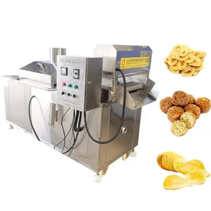 Small continuous fryer machine automatic corndog frying machine continuous snack conveyor belt frying machine