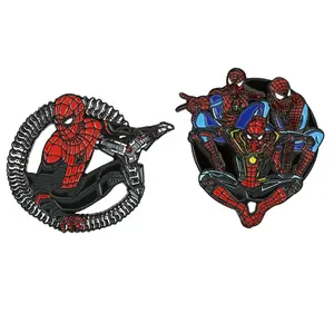 Toptan Marvel çevre örümcek-adam izlenim broş örümcek logosu demir adam alaşım Metal Insignia emaye pimleri